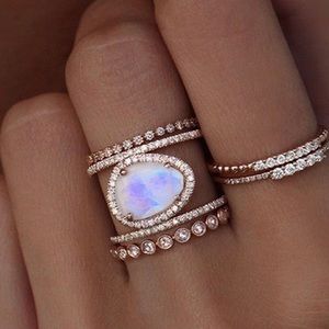 14k Rose Gold Plated Moonstone Ring Size 8